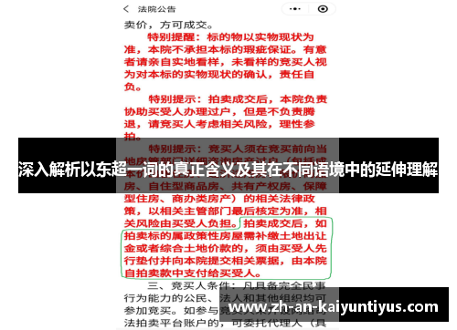 深入解析以东超一词的真正含义及其在不同语境中的延伸理解